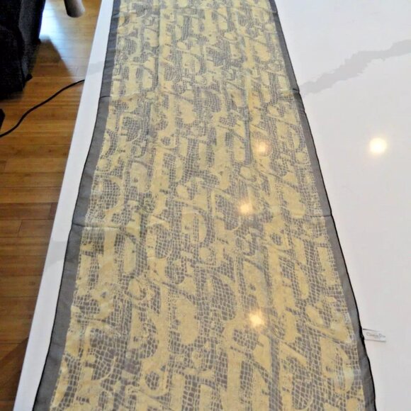 NEW AUTHENTIC RARE 2022 100% SILK CHRISTIAN DIOR PARIS SCARF SCARVE GOLD 60"X20" - Picture 11 of 15